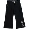 Happy Love Emoji Flapper Denim Pant - Black