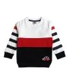 Mini Car Stripper Sleeves Penal Fleece Sweatshirt - White Red & Black