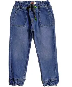 Square Cross Pocket Joggers Denim Pant - Mid Blue