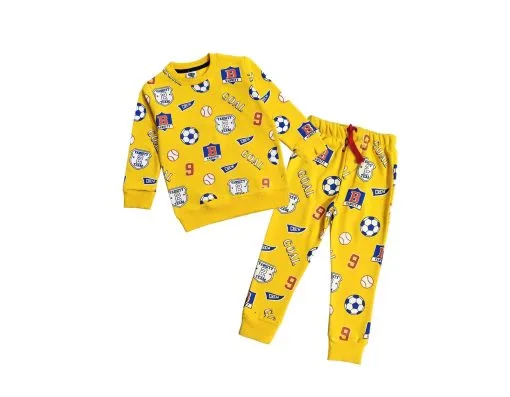 Varsity Football Team Fleece Tracksuit - Yellow 1