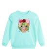 Wild Golden Sequins Cat Fleece Sweatshirt - Sea green