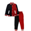 Trenndy Contrast Penal Base Ball Fleece Jacket & Trouser - Red & Black