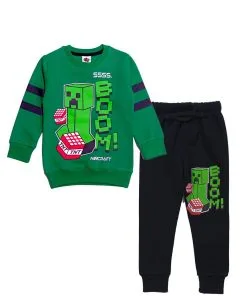 Boom Mini Craft Fleece Tracksuit - Green & Black