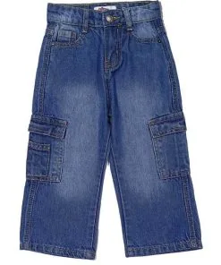 Cargo Pocket Baggy Style Denim Pant - Light Blue