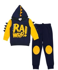 RaWrr Crocodile Fleece Hoodie Tracksuit - Navy Blue