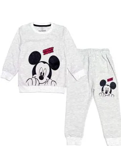 Shy Mickey Mouse Fleece Tracksuit - Light Gray