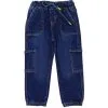 Six Pocket Elastic Bottom Denim Trouser Pant - Blue