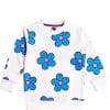 Blue Flowers Fleece Sweatshirt - White