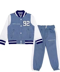Campus League 92 Denim Base Ball Jacket & Trouser - Light Blue