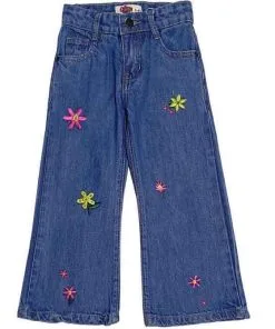 Flowers sunshine Flapper Denim Pant - Mid Blue