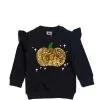 Golden Sequin Pumpkin Sweatshirt - Black