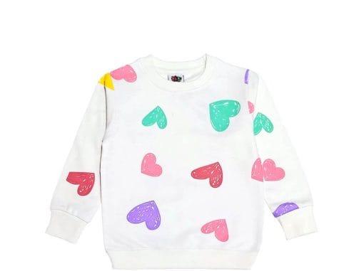 I Love Hearts Fleece Sweatshirt - Egg White