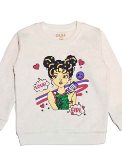 Love Girl Sequin Fleece Sweatshirt - Off White