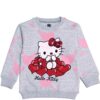 Love Hearts Kitty Sequin Fleece Sweatshirt- Grey