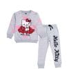 Love Hearts Kitty Sequin Fleece Tracksuit - Grey