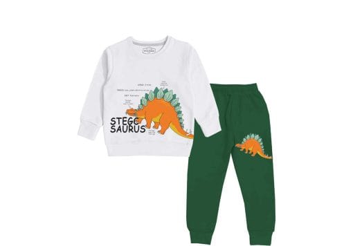 Stegosaurus Fleece Tracksuit - White & Green