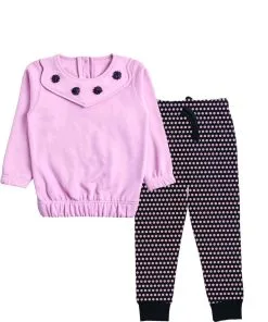 Stylish Elastic Hem Fleece Tracksuit - Soft Purple & Black