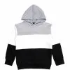 Trendy Three Penal Fleece Hoodie - Gray White & Black