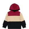 Trendy Three Penal Fleece Hoodie - Maroon Skin & Black