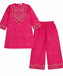 Vibrant pink embroidered salwar kameez set