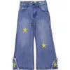 Golden Stars Stylish Bell Bottom Denim Pant - Light Blue