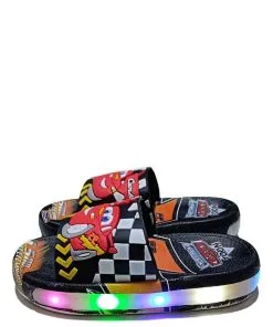 Kids Toy Cars Sppiner & Light Non Slip Slipper with Led - Black