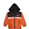 LC Sports Penal Puffer ull Sleeves hoodie Jacket - Orange Silver & Black