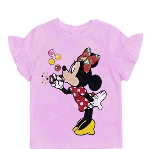 Minnie Sequins Bubbles Tee Shirt - Soft Purple