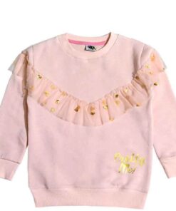 Preaty Me Net Fril Fleece Sweatshirt - Peach