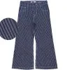 Striped Plaid Flair Denim Pant - Blue