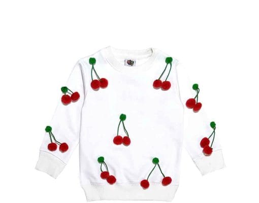 3D Cherries Fleece Sweatshirt – White