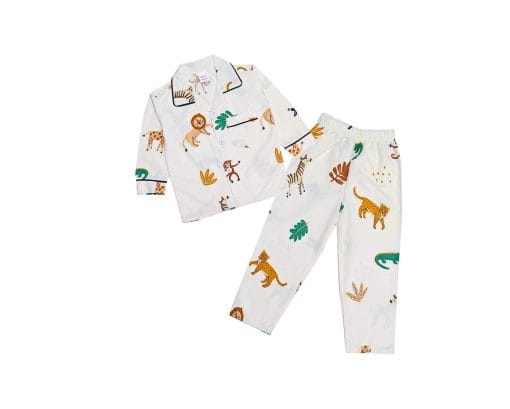 Baby Animals Zoo Cotton Nightsuit - Off White 1