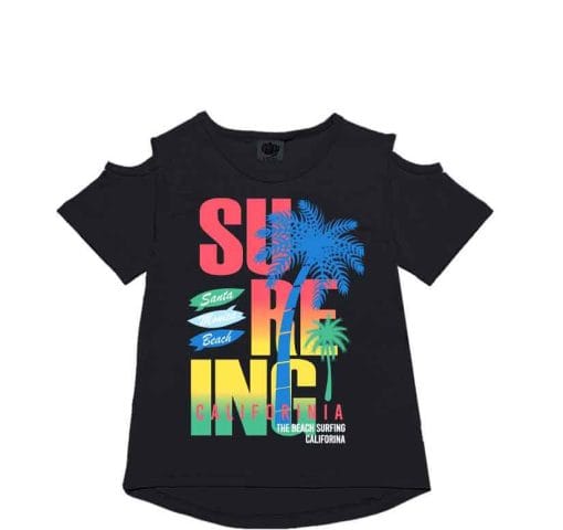 Beach Surfing Tee Shirt - Black