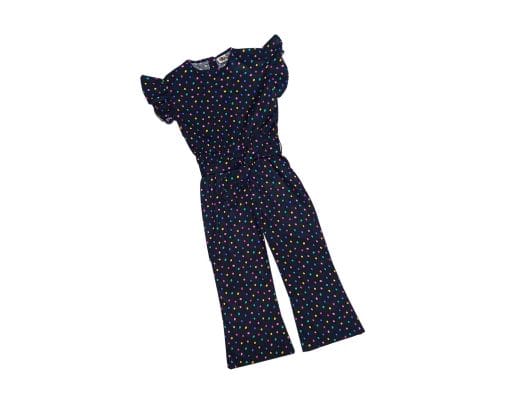 Colorful Dots Waist Bow Node Belt Flapper Jumpsuit - Black 1