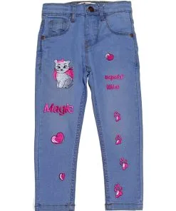 Magic Kitty Stretch Regular Fit Denim Pant - Sky Blue