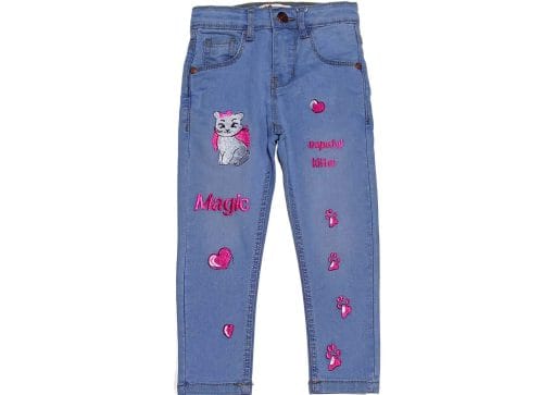 Magic Kitty Stretch Regular Fit Denim Pant - Sky Blue