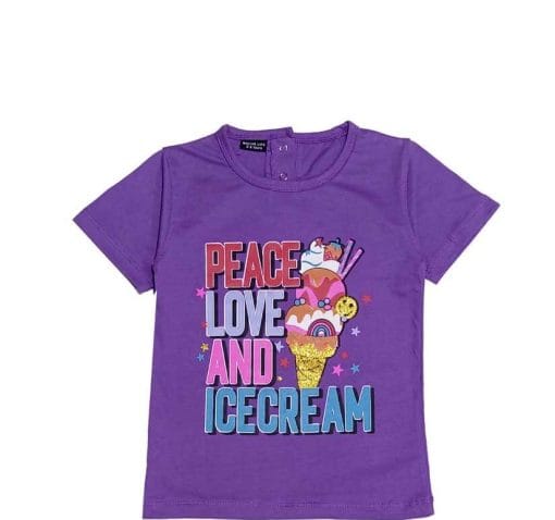 Peace Love & Icecream Tee Shirt - Purple
