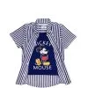 Regular Fit Mickey Blue Stripes Twofer Cotton Casual Shirt - White & Blue