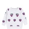 Sequin work Strawberries Fleece Sweatshirt - White