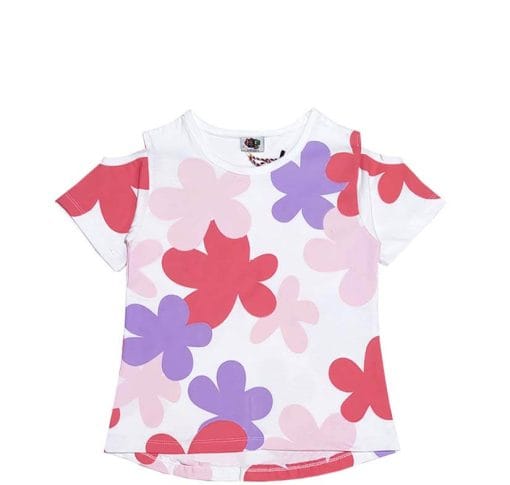 Spring Flowers Fleece Tee Shirt- White