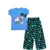 Unicorn with Bow Doll Frill Tee Shirt & Plazzo - Blue & Black