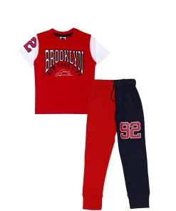 92 Sport Stylish Penal Tee & Trouser - Red & Black
