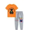 Black Bear Tee & Trouser - Orange & Grey