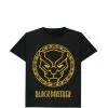 Black Panther Mattelic Golden Print Tee Shirt - Black