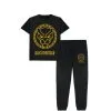 Black Panther Mattelic Golden Print Tee & Trouser - Black