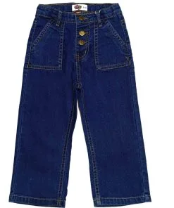Box Pocket Buttons Style Baggy Denim Pant - Dark Blue