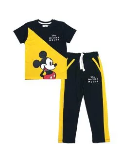 Cross Penal Mickey Mouse Tee & Trouser - Yellow & Black