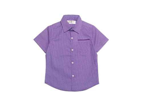Doted Pattern Cotton Half Sleeves Casual Shirt - Purple