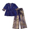 Fency Katan Silk Short Frock with Jammawar Flapper Trouser - Navy Blue
