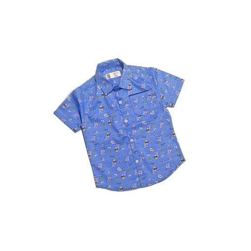 Happy Cow Viscose Hals Sleeves Casual Shirt - Sly Blue 1